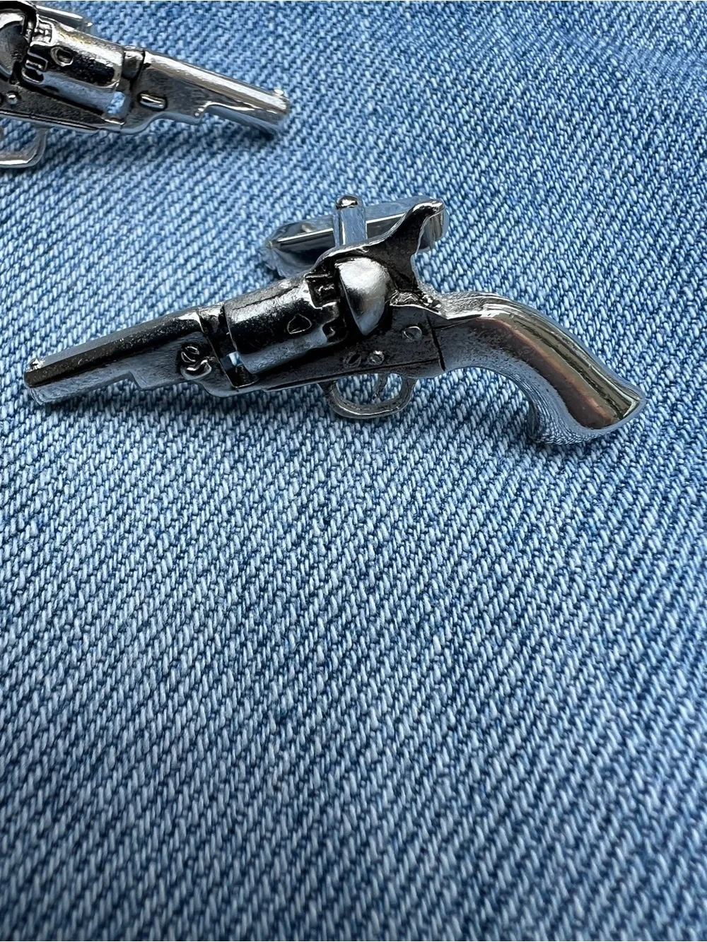 Vintage Western Six Shooter Metal Cufflinks